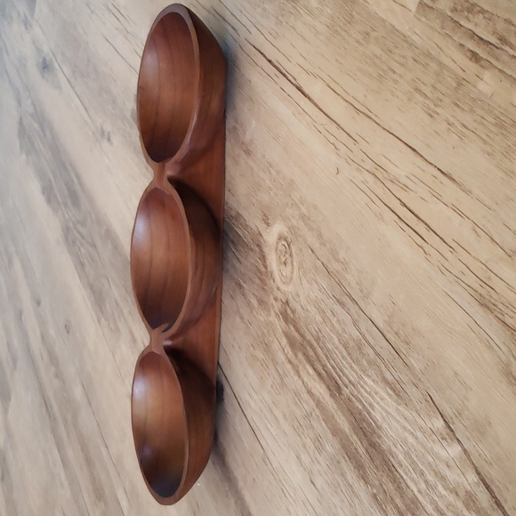 Vintage Mid-century wood bowl tray - Picture 2 of 4
